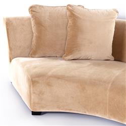 Zoe Modern Beige Upholstered Black Birch Wood 2 Piece Curved Sectional - 176"Wx67"D|