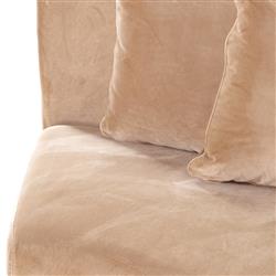 Zoe Modern Beige Upholstered Black Birch Wood 2 Piece Curved Sectional - 176"Wx67"D|