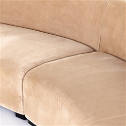 Zoe Modern Beige Upholstered Black Birch Wood 2 Piece Curved Sectional - 176"Wx67"D|