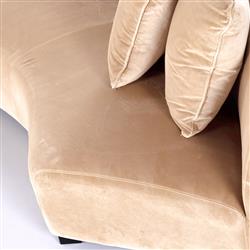 Zoe Modern Beige Upholstered Black Birch Wood 2 Piece Curved Sectional - 176"Wx67"D|