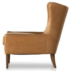 Paola Mid Century Palermo Cognac Leather Wood Frame Wing Lounge Chair|
