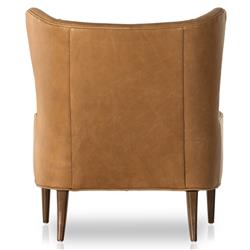 Paola Mid Century Palermo Cognac Leather Wood Frame Wing Lounge Chair|