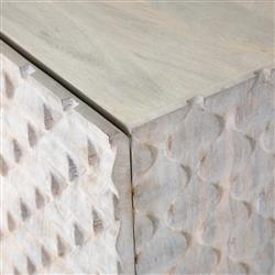 Harriet Mid Century White Wash Carved Mango Wood Gold Iron Base Media Cabinet - 82"W|