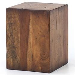 Scarlett Rustic Lodge Brown Reclaimed Wood Square Block End Table|