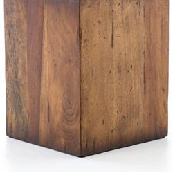 Scarlett Rustic Lodge Brown Reclaimed Wood Square Block End Table|