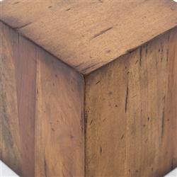 Scarlett Rustic Lodge Brown Reclaimed Wood Square Block End Table|