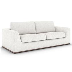 Stanley Modern Classic Off White Performance Brown Wood Sofa - 98"|
