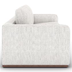 Stanley Modern Classic Off White Performance Brown Wood Sofa - 98"|