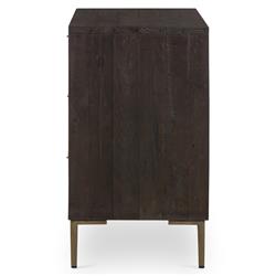 Yvette Rustic Dark Brown Reclaimed Pine Wood Gold Iron 6 Drawer Double Dresser|
