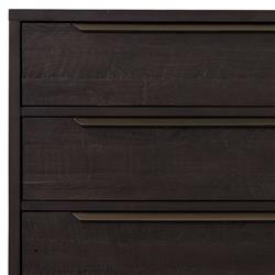 Yvette Rustic Dark Brown Reclaimed Pine Wood Gold Iron 6 Drawer Double Dresser|