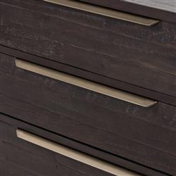 Yvette Rustic Dark Brown Reclaimed Pine Wood Gold Iron 6 Drawer Double Dresser|