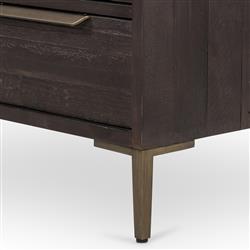 Yvette Rustic Dark Brown Reclaimed Pine Wood Gold Iron 6 Drawer Double Dresser|