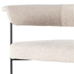 Penelope Industrial Off White Upholstered Matte Black Iron Barrel Counter Stool|