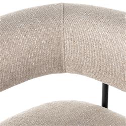 Penelope Industrial Off White Upholstered Matte Black Iron Barrel Counter Stool|