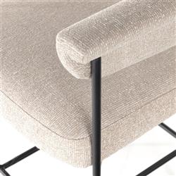 Penelope Industrial Off White Upholstered Matte Black Iron Barrel Counter Stool|