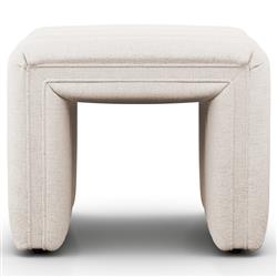 Leo Mid Century Modern Beige Performance Tufted Square Ottoman|