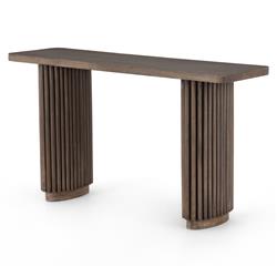 Farvald Mid Century Modern Dark Brown Reclaimed Wood Rectangular Console Table|