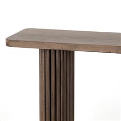 Farvald Mid Century Modern Dark Brown Reclaimed Wood Rectangular Console Table|