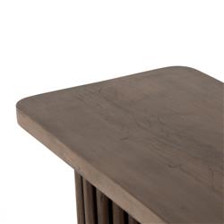 Farvald Mid Century Modern Dark Brown Reclaimed Wood Rectangular Console Table|