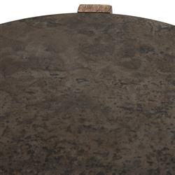 Brandon Rustic Lodge Black Iron Top Brown Oak Wood Round End Table|