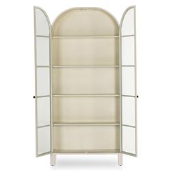 Sheila Industrial Clear Glass White Iron Frame Curved 2 Door Display Case|