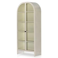 Sheila Industrial Clear Glass White Iron Frame Curved 2 Door Display Case|