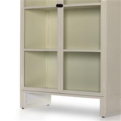 Sheila Industrial Clear Glass White Iron Frame Curved 2 Door Display Case|