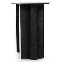 Hanne Mid Century Modern White Marble Black Aluminum Rectangular Console Table|