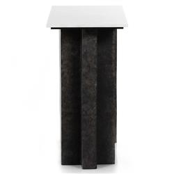 Hanne Mid Century Modern White Marble Black Aluminum Rectangular Console Table|