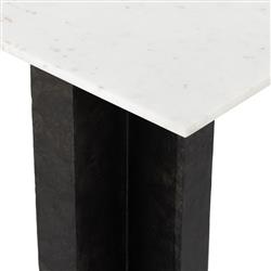 Hanne Mid Century Modern White Marble Black Aluminum Rectangular Console Table|