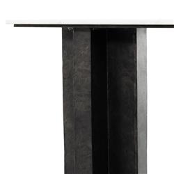 Hanne Mid Century Modern White Marble Black Aluminum Rectangular Console Table|