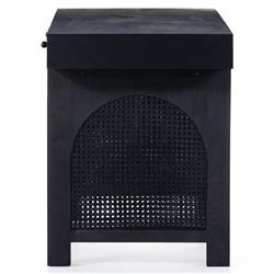 Kashton Mid Century Modern Black Wash Mango Wood Woven Cane 2 Drawer Desk|