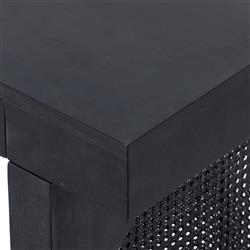 Kashton Mid Century Modern Black Wash Mango Wood Woven Cane 2 Drawer Desk|