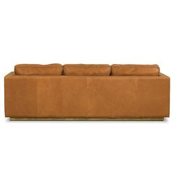 Celeste Rustic Lodge Palermo Cognac Leather Wood Base Tufted Seat Sofa - 90"W|