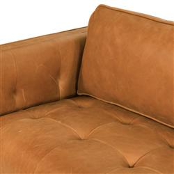 Celeste Rustic Lodge Palermo Cognac Leather Wood Base Tufted Seat Sofa - 90"W|