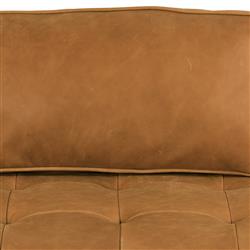 Celeste Rustic Lodge Palermo Cognac Leather Wood Base Tufted Seat Sofa - 90"W|