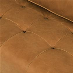 Celeste Rustic Lodge Palermo Cognac Leather Wood Base Tufted Seat Sofa - 90"W|