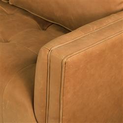 Celeste Rustic Lodge Palermo Cognac Leather Wood Base Tufted Seat Sofa - 90"W|