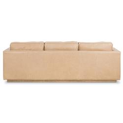 Celeste Rustic Lodge Beige Upholstered Leather Brown Wood Tufted Seat Sofa - 90"W|