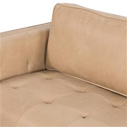 Celeste Rustic Lodge Beige Upholstered Leather Brown Wood Tufted Seat Sofa - 90"W|