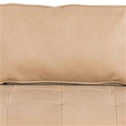 Celeste Rustic Lodge Beige Upholstered Leather Brown Wood Tufted Seat Sofa - 90"W|