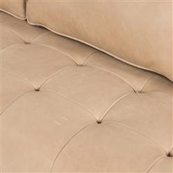 Celeste Rustic Lodge Beige Upholstered Leather Brown Wood Tufted Seat Sofa - 90"W|