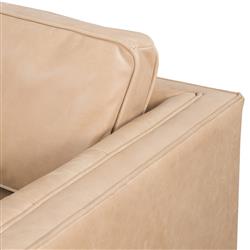 Celeste Rustic Lodge Beige Upholstered Leather Brown Wood Tufted Seat Sofa - 90"W|