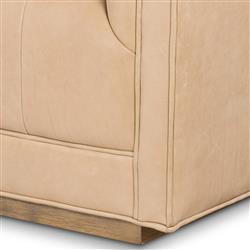 Celeste Rustic Lodge Beige Upholstered Leather Brown Wood Tufted Seat Sofa - 90"W|