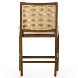 Annette Coastal Beige Performance Natural Woven Cane Wood Frame Counter Stool|