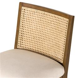 Annette Coastal Beige Performance Natural Woven Cane Wood Frame Counter Stool|