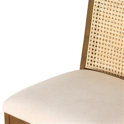 Annette Coastal Beige Performance Natural Woven Cane Wood Frame Counter Stool|