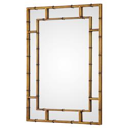 Gable Regency Distressed Gold Leaf Iron Bamboo Wall Mirror|