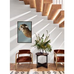 Pia Mid Century Modern Brown Upholstered Velvet Natural Wood Frame Arm Chair|