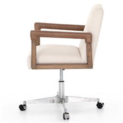 Jolie Rustic Cream Upholstered Brown Wood Leather Arms Steel Base Office Chair|